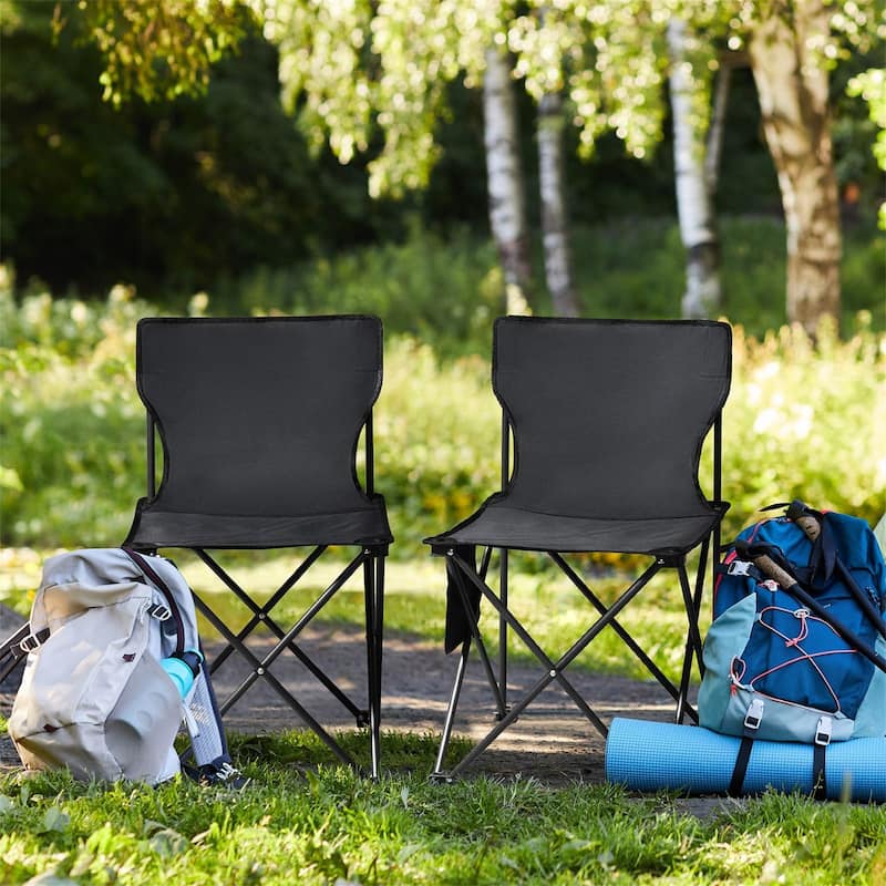 4 Pack Black Camping Chairs - Black