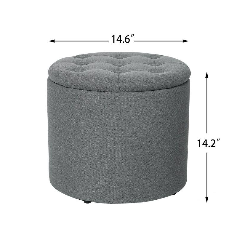 Adeco Round Footstool with Removable Lid Footrest Storage Ottomans