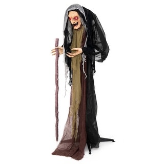 5 FT Halloween Animated Standing Witch Decoration with Posable Arms