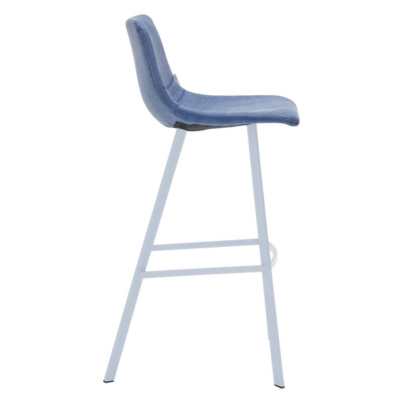 Leather 41" Counter Height Bar Stool with Stainless Steel Legs and Footrest