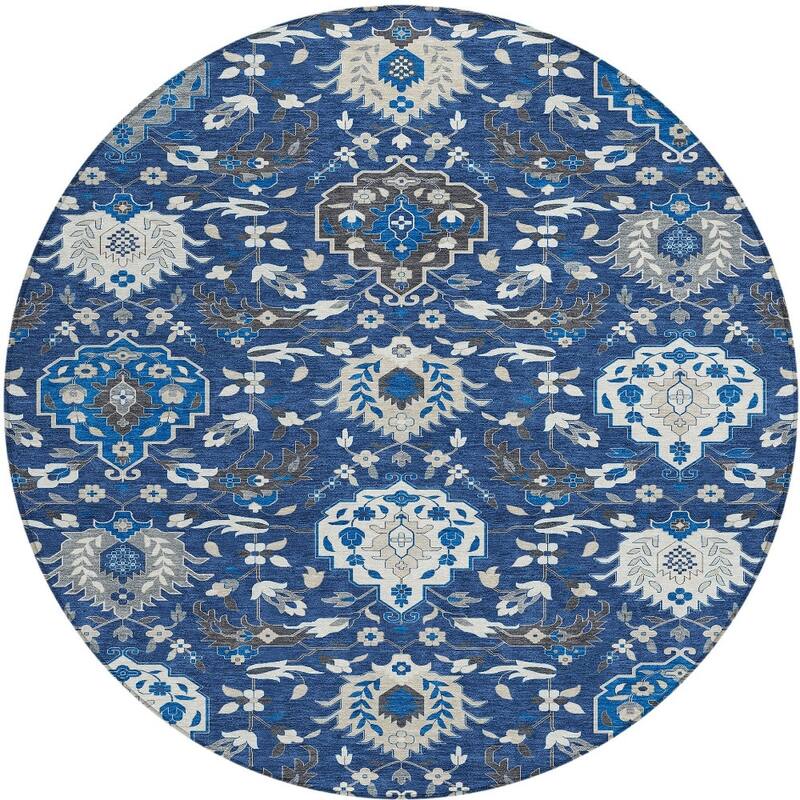 HomeRoots Damask Traditional Rectangle Outdoor Rug