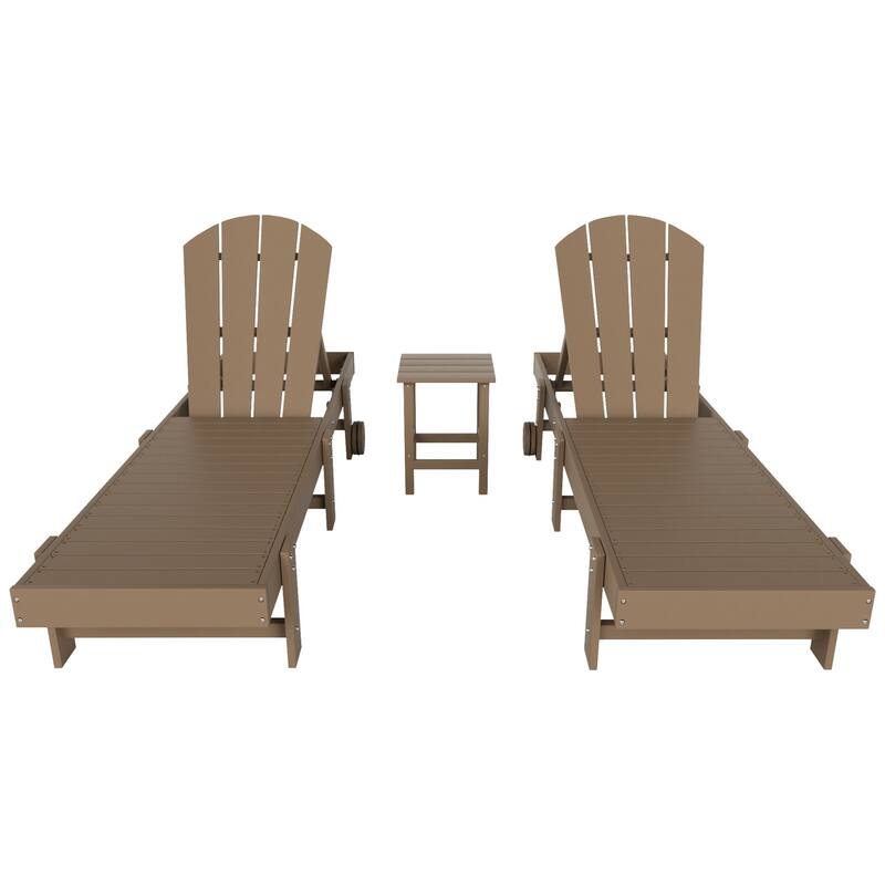 Polytrends Laguna Hdpe All Weather Outdoor Patio Pool Reclining Armless Chaise Lounges (3-Piece Set)