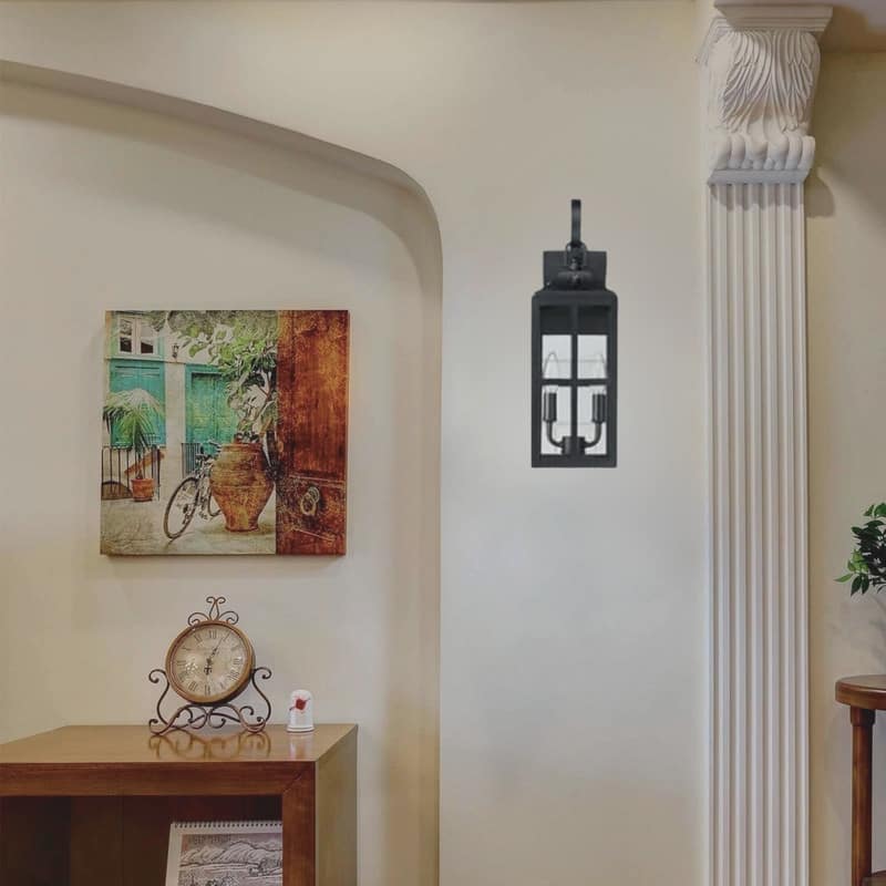 2 Pack light bulbs black light fixture aluminum, glass, metal wall sconce