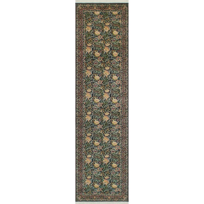 Pak-Persian Elliott Black/Green Runner - 2'7" x 10'1"