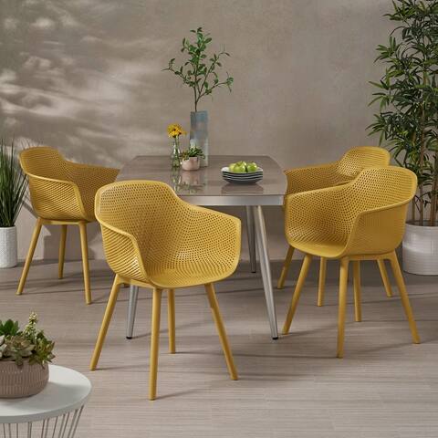 Lotus Outdoor Modern Dining Chairs (Set of 4) by Christopher Knight Home