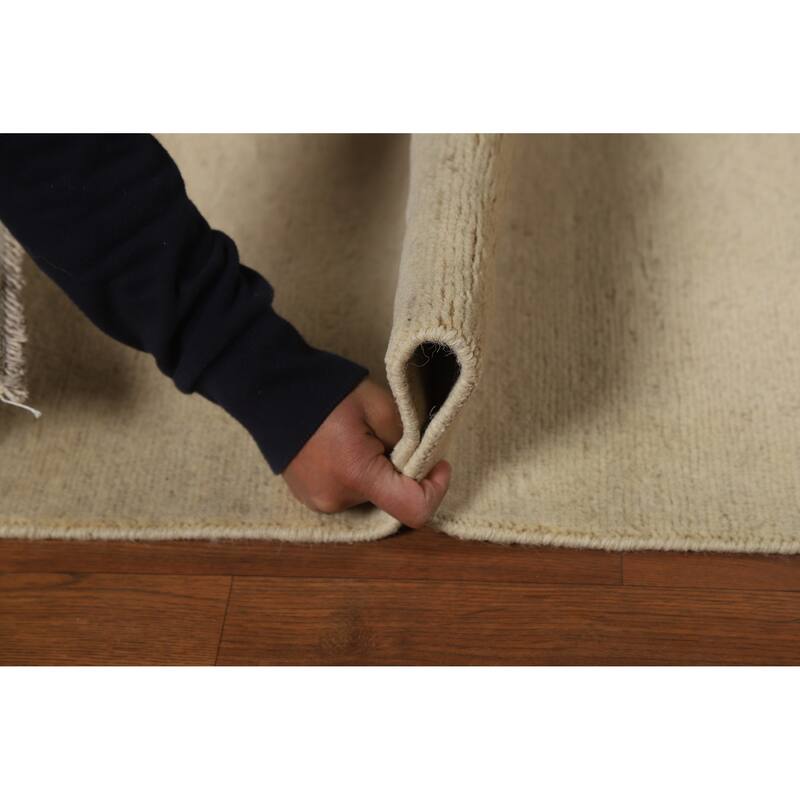 Ivory Gabbeh Modern Foyer Rug Hand-Knotted Wool Carpet - 2'9"x 4'0"