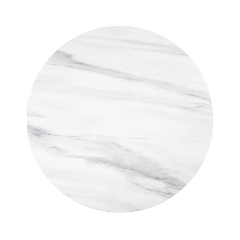 Engineering Marble End Table with Pedestal Base in White