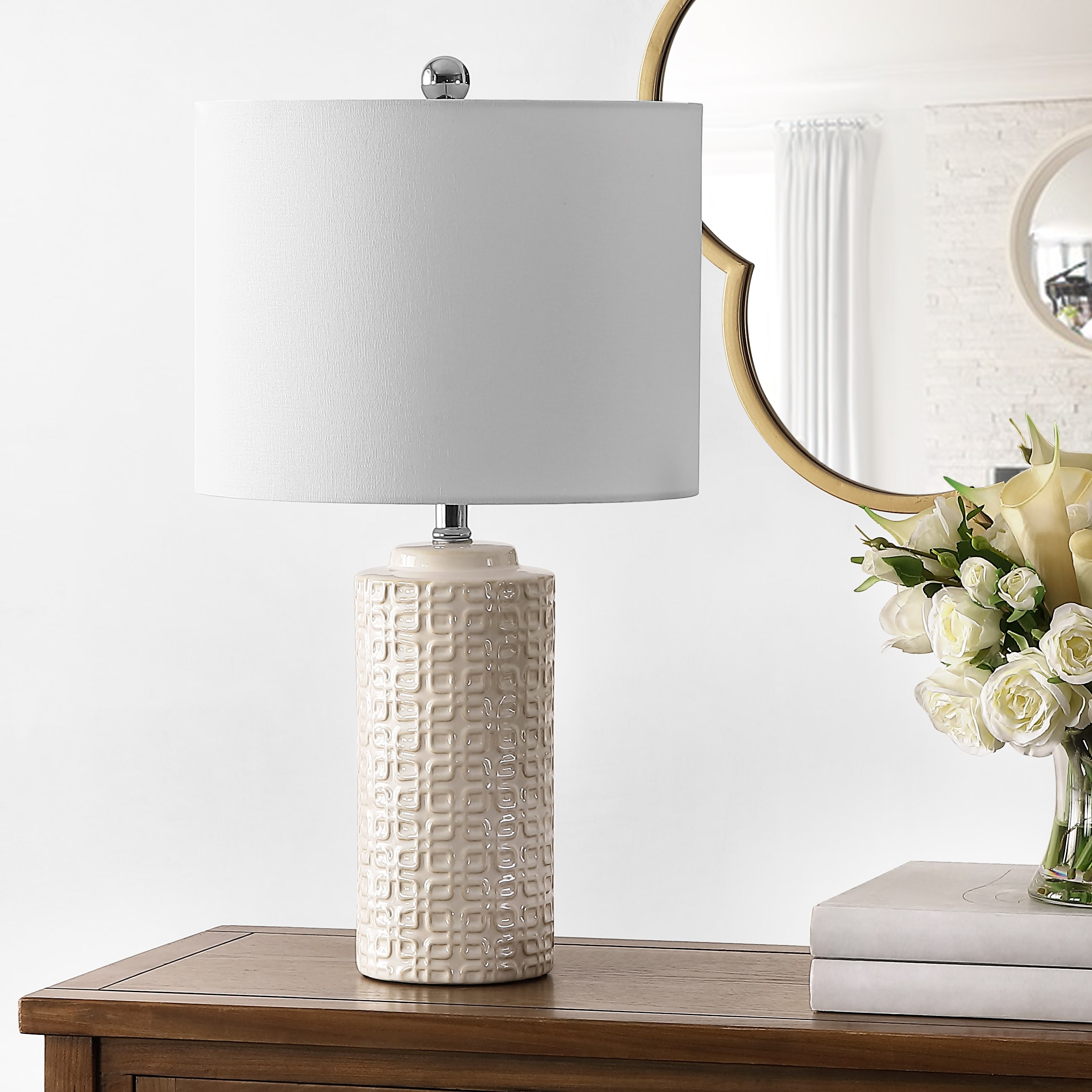 SAFAVIEH Lighting Ombline 24-inch Ceramic Table Lamp (Set of 2) - 13Wx13Dx24H