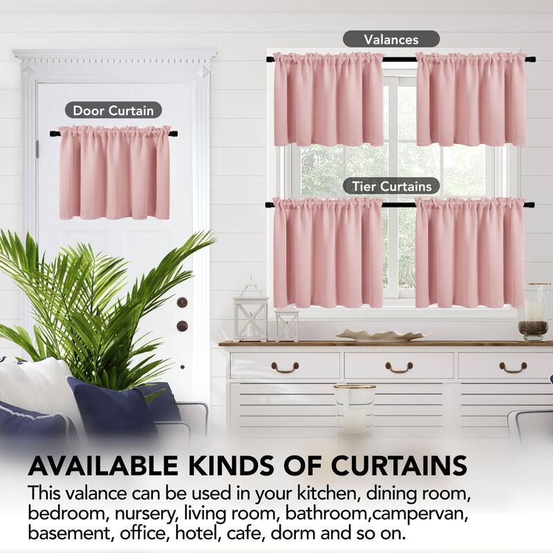 Deconovo Cafe Curtains Rod Pocket Window Short Drapes Tier Pair