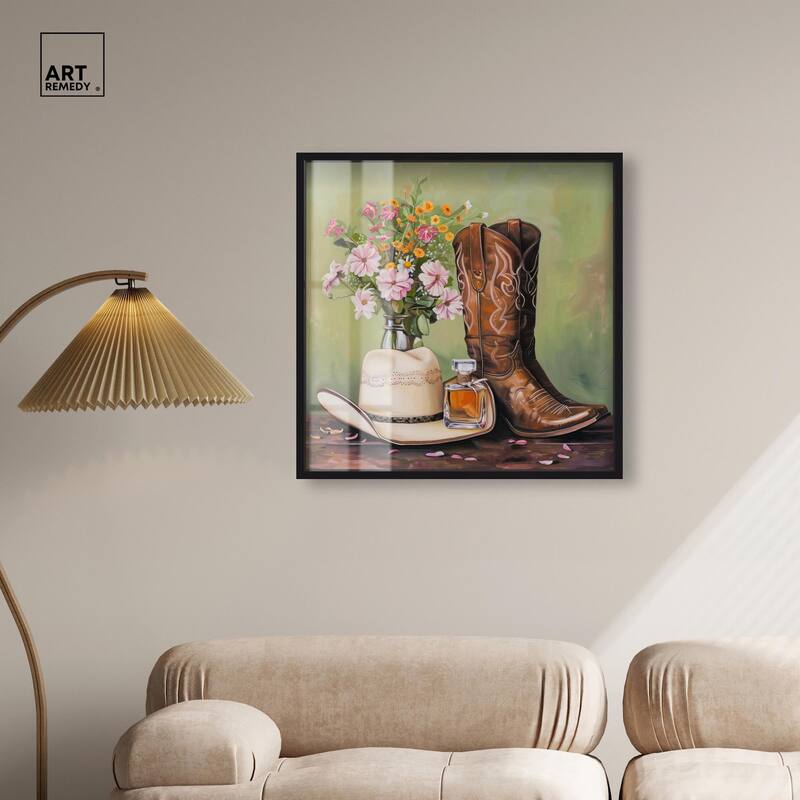 Spring Green Cowboy Necessities Shadowbox by Art Remedy