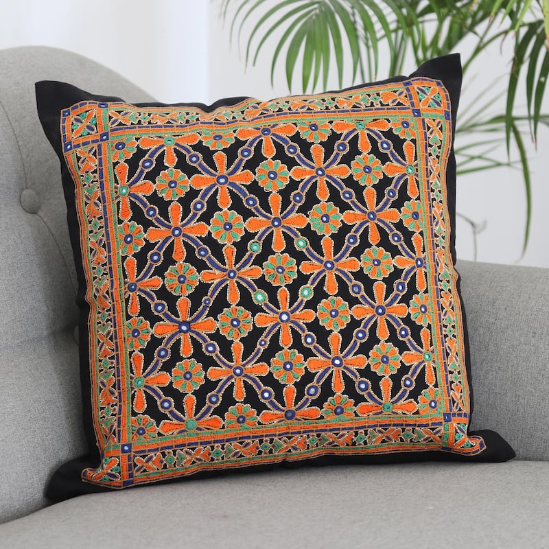 Novica Handmade Palace Maze Cotton Cushion Cover