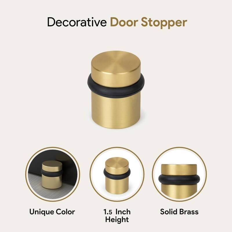 Mega Handles Round Floor Mounted Door Stopper – Solid Brass Decorative Door Wall Protector with Mounting Kit Included