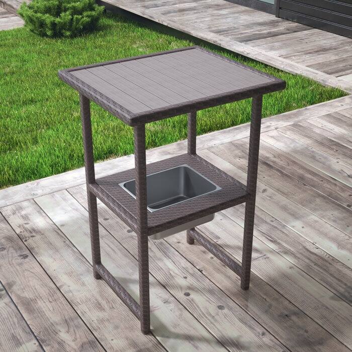 Rectangular 21.7'' L x 24.6'' W Outdoor Bar Table