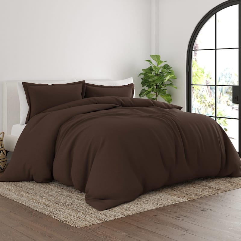 Simply Soft Ultra-soft 3-piece Duvet Cover Set - Chocolate - Full - Queen