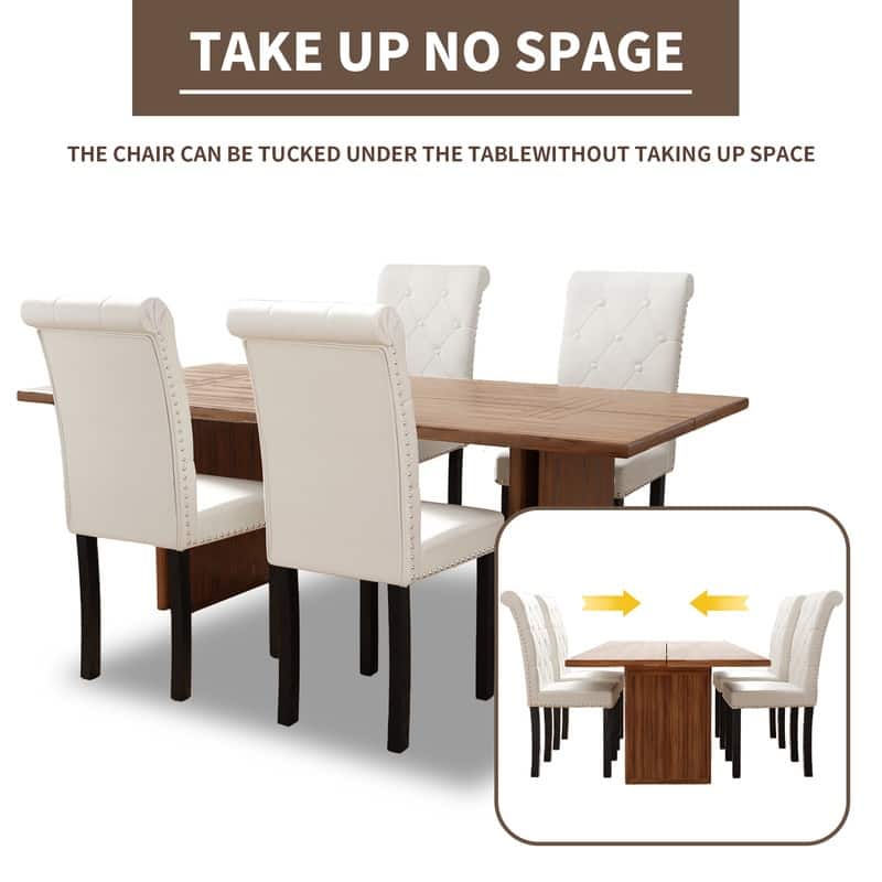 High-Back Tufted Nailhead Upholstered Dining Chairs (Set of 4)
