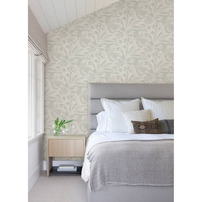 A-Street Prints Lei Silver Leaf Wallpaper