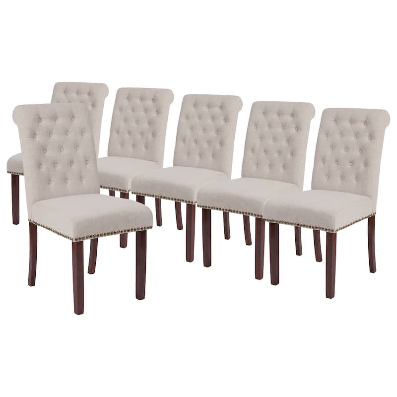 6PK Parsons Chairs-Rolled Back, Accent Nail Trim