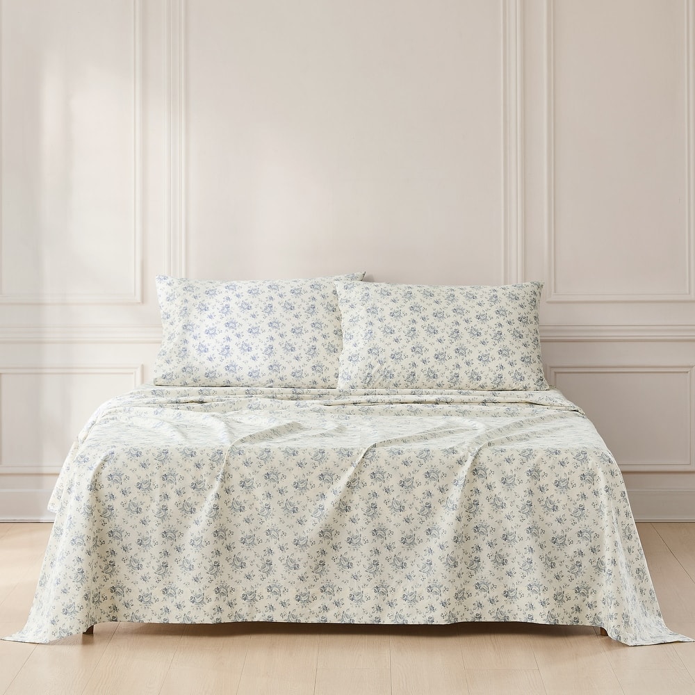 Lush Decor Rose Garden Blue Cotton Sheet Set