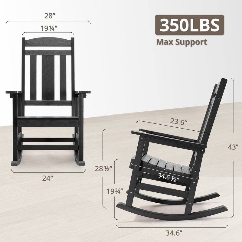 Eco-Friendly Plastic Outdoor Adirondack Rocking Chairs For Porch Set of 2