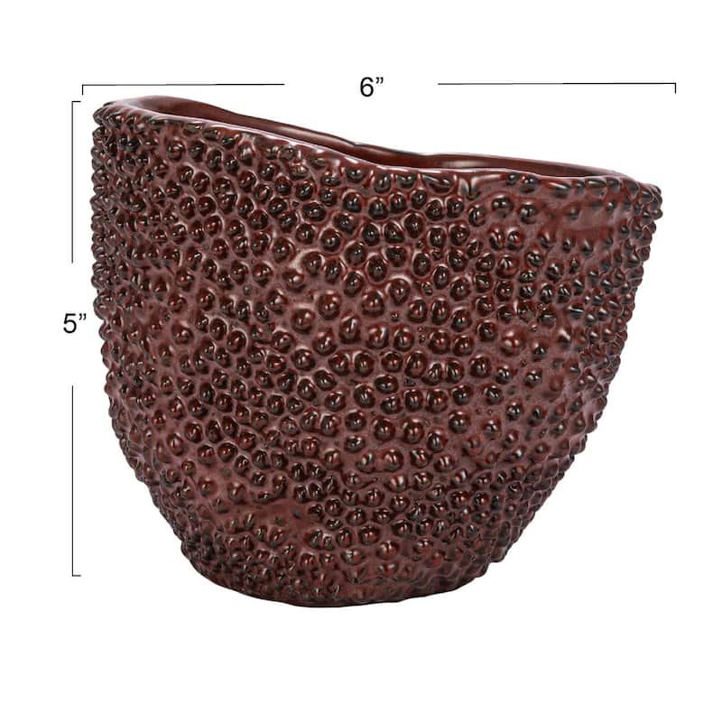 Stoneware Organic Shaped Planter with Raised Dots - 6.0"L x 6.0"W x 4.9"H