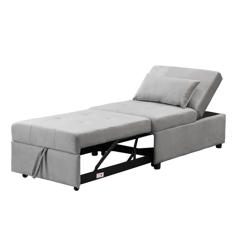 39.8" Single Folding Ottoman Sofa Bed with Adjustable Back and Pillows for Living Room