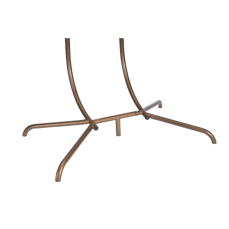 Double Rattan Egg Chair with Stand and UV-Resistant Cushions and Iron Frame - Outdoor Hanging Swing (600lb Capacity)