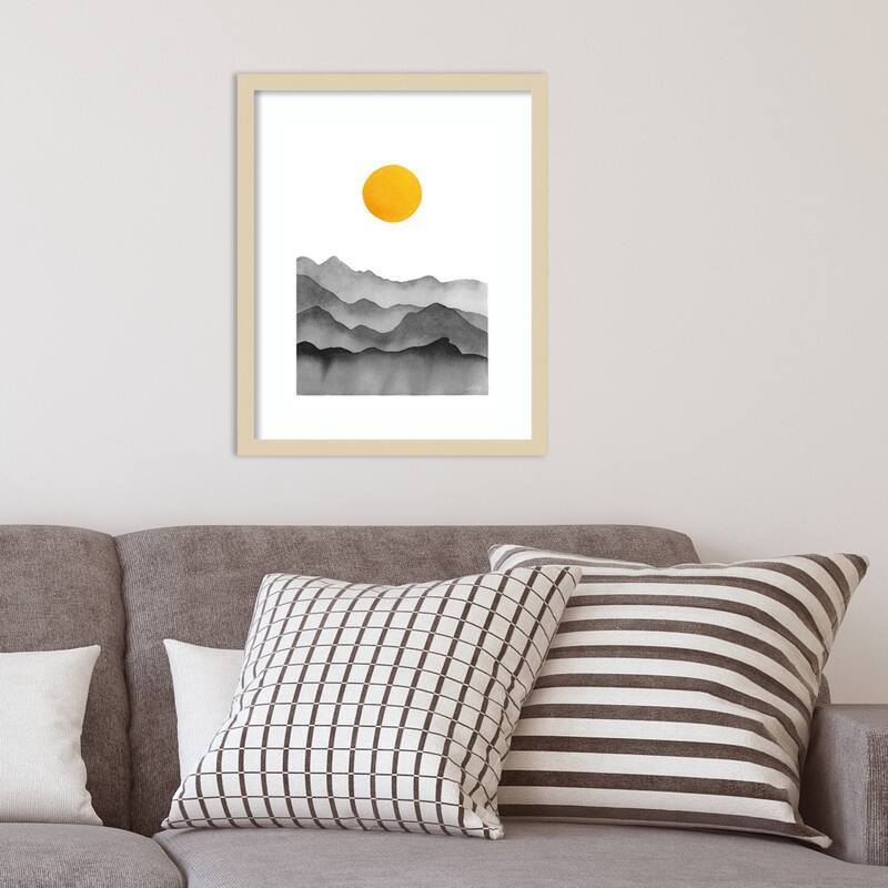 Black Yellow Mountain Range Silhouette by Cat Coq Framed Wall Art Print