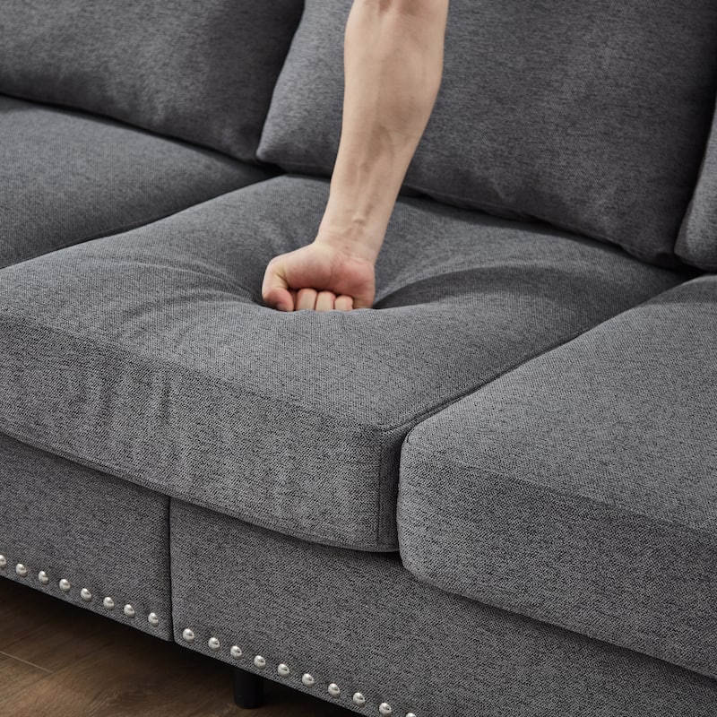Roomfitters 83" Modern Classic Three-Seater Sofa with Nailhead Trim, Upholstered Fabric Couch for Living Room