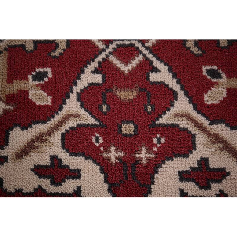 Red & Ivory Oushak Oriental Runner Rug Handmade Floral Wool Carpet - 2'7"x 11'5"