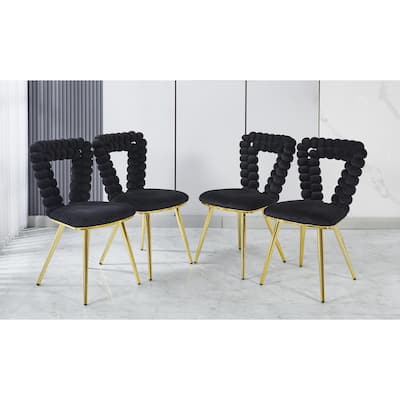 Modern chair(set of 4 ) with iron tube legs, soft cushions and comfortable backrest, hairball back