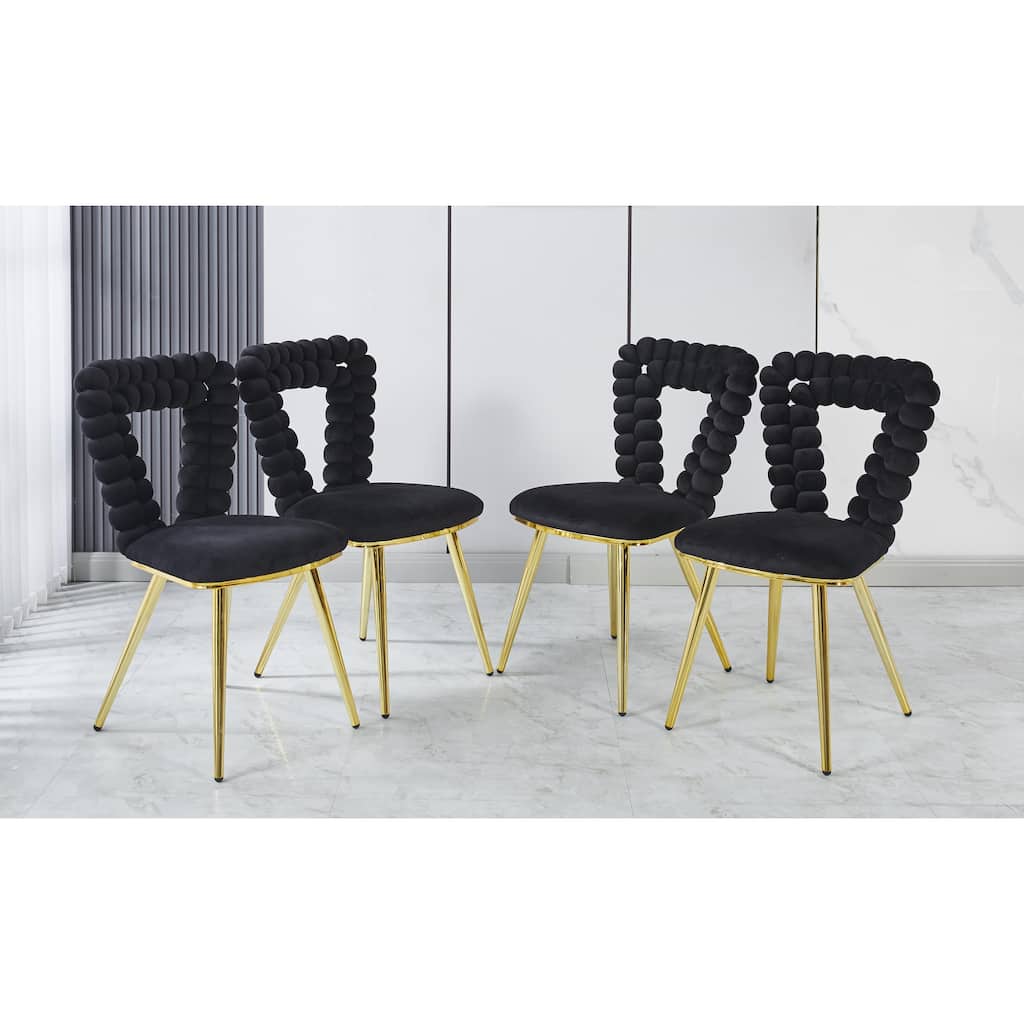 Modern chair(set of 4 ) with iron tube legs, soft cushions and comfortable backrest, hairball back