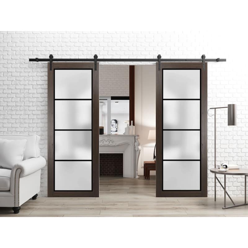 Sturdy Double Barn Door 36 x 80 Planum 2132 Chocolate Ash 13FT