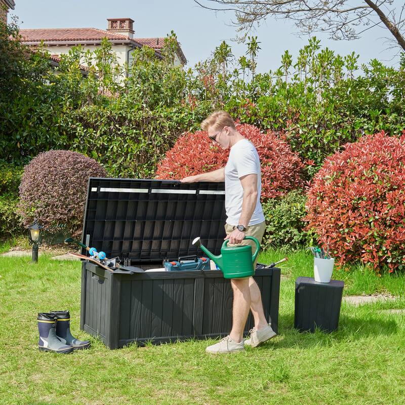 90-230 Gallons Large Resin Water Resistant Lockable Deck Box
