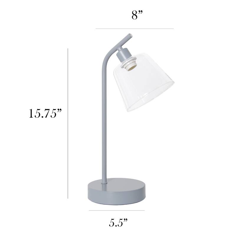 Angled Desk Lamp with Clear Ribbed Glass Shade - 15.75" - Gray