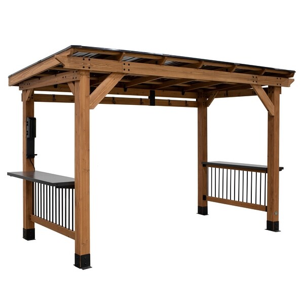 Backyard Discovery Saxony XL 12x6' Cedar Grill Gazebo with Steel