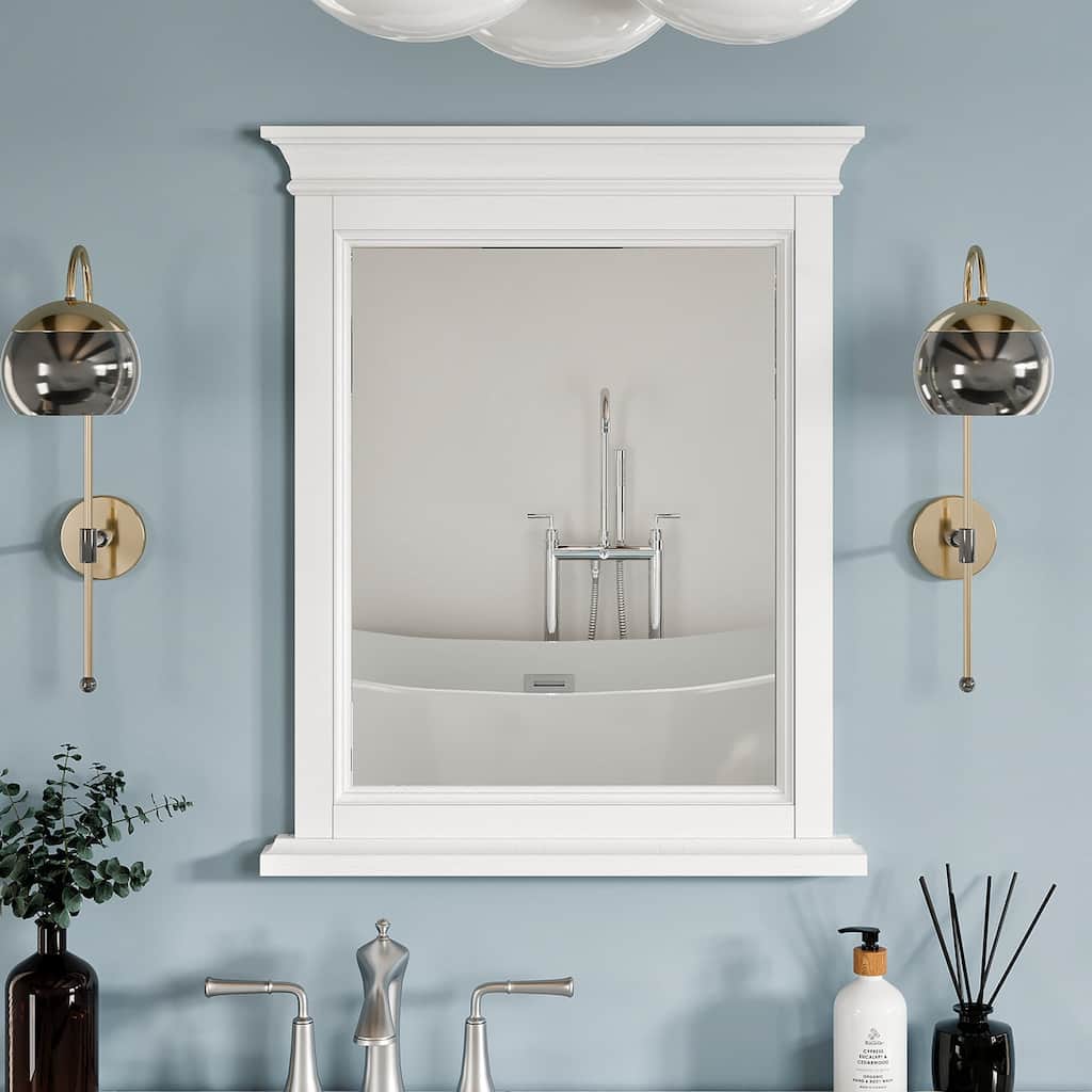 Eviva Britney 24" x 30" Rectangular White Wooden Framed Mirror