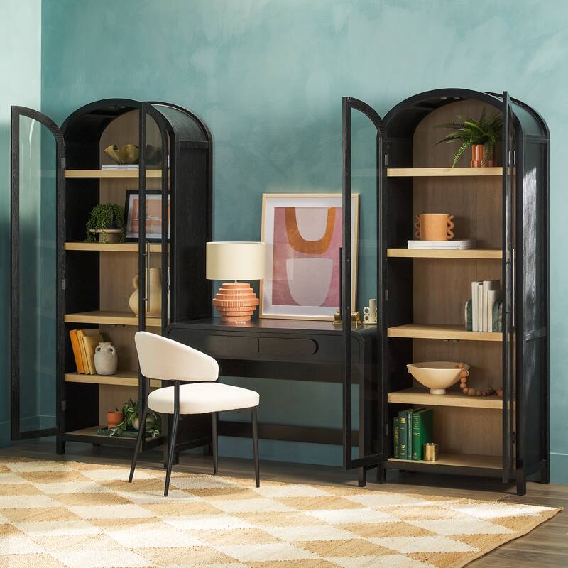 Middlebrook 3-Piece Set Writing Desk with 2 Glass Bookcases