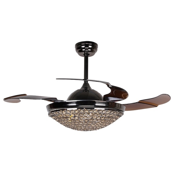 Shop Retractable 4 Blades Dimmable Led Crystal Ceiling Fan