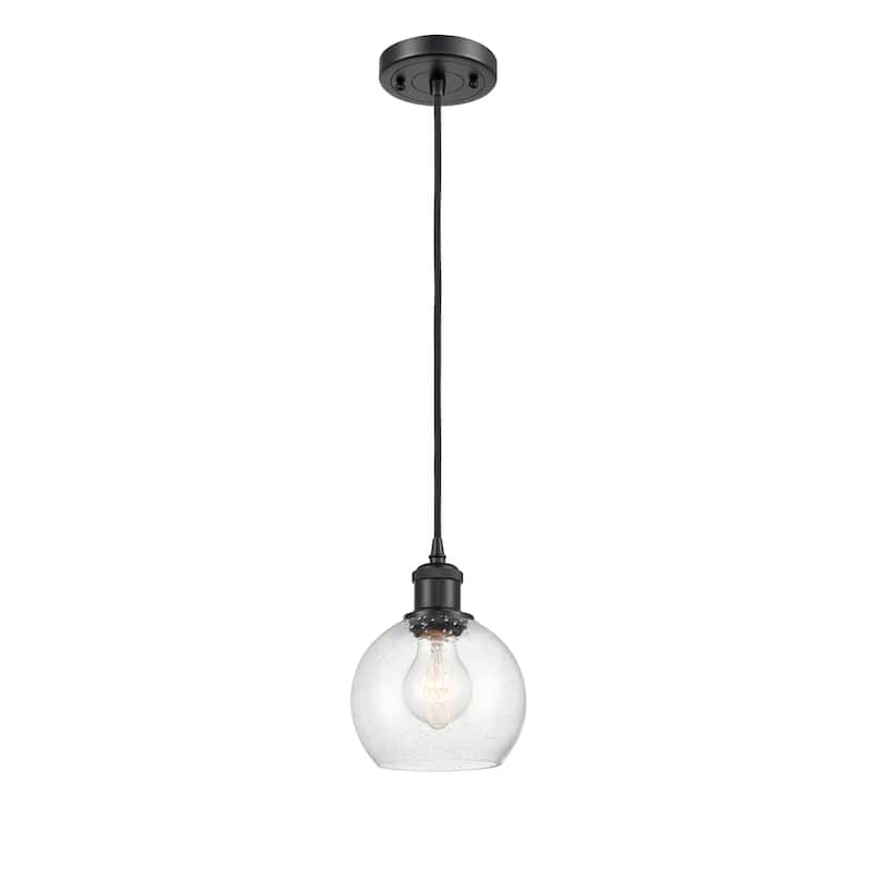 Innovations Lighting Ballston Athens 1 Light 6" Cord Hung Mini Pendant - Seedy/Matte Black