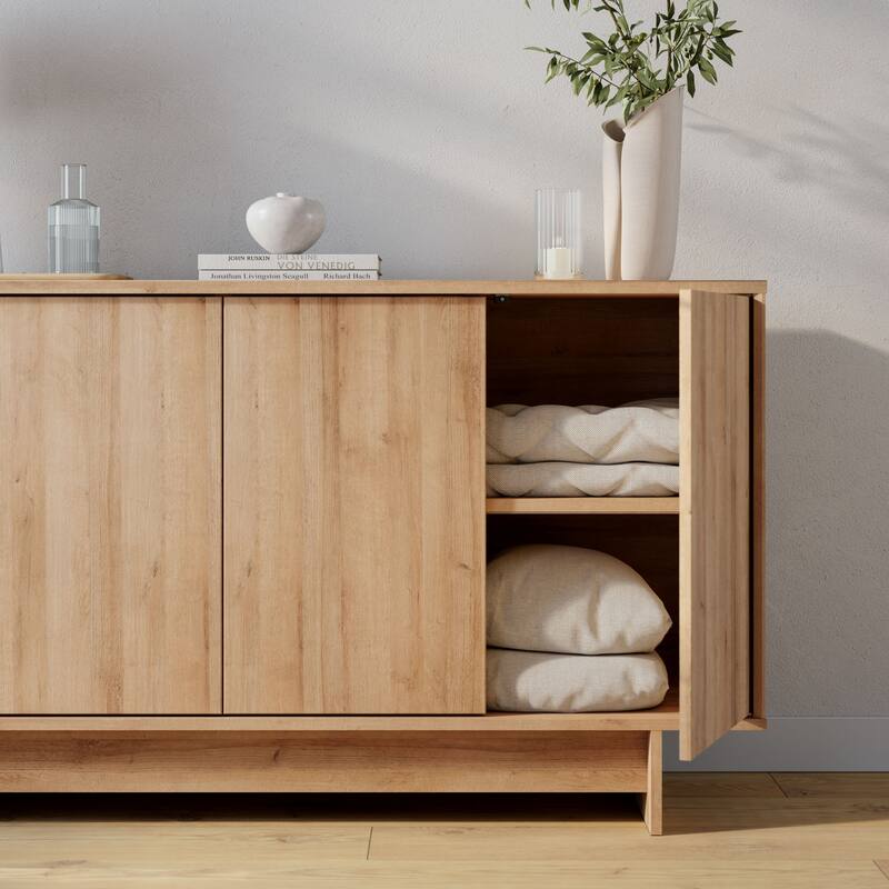 Prepac Finnley Sideboard Cabinet Buffet Cabinet with Storage, Entryway Cabinet with Adjustable Shelves