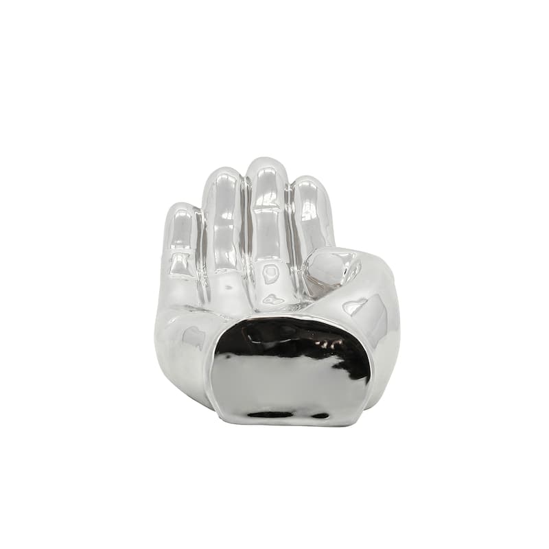 Sagebrook Home 8" Ceramic Asking Hand Statue Decor Ceramic Artsy Desk Sculpture Creative Decorative Art Sculpture - 8" x 4" x 4"
