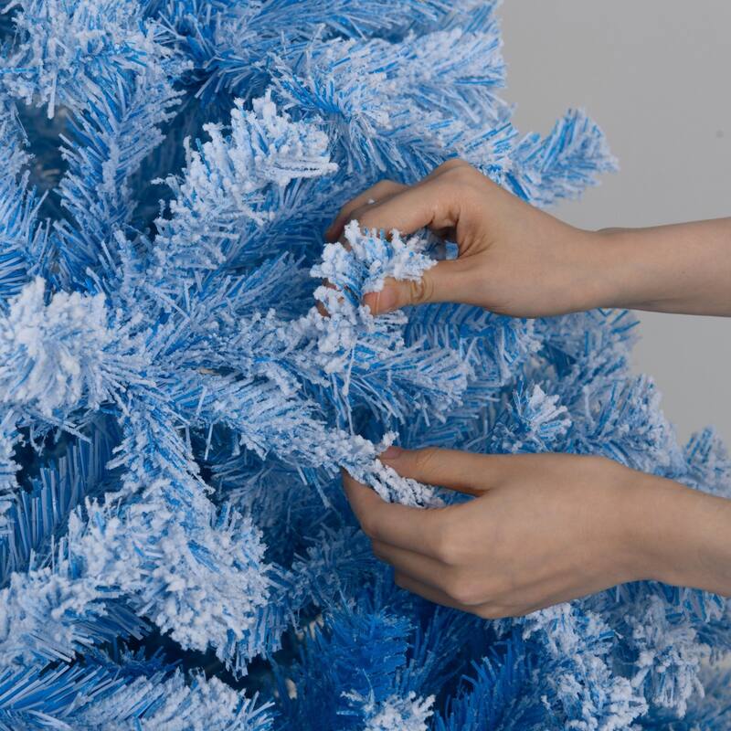 Artificial Flocked Christmas Tree with Metal Stand and Snow-Tipped Branches Ideal Holiday Decoration