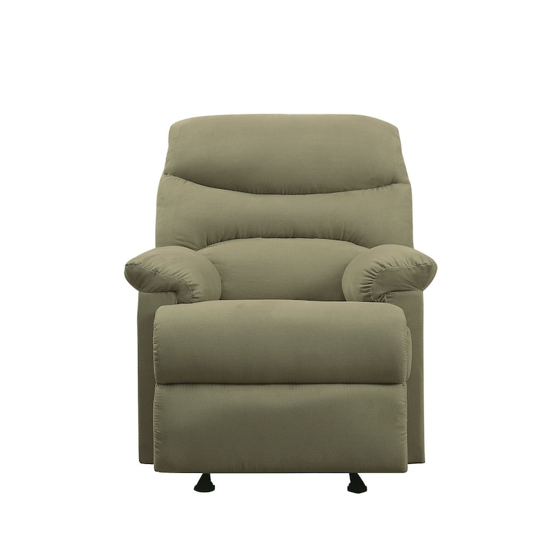 Deby 35 Inch Modern Recliner, Foam Cushioned Seat, Microfiber, Sage Green