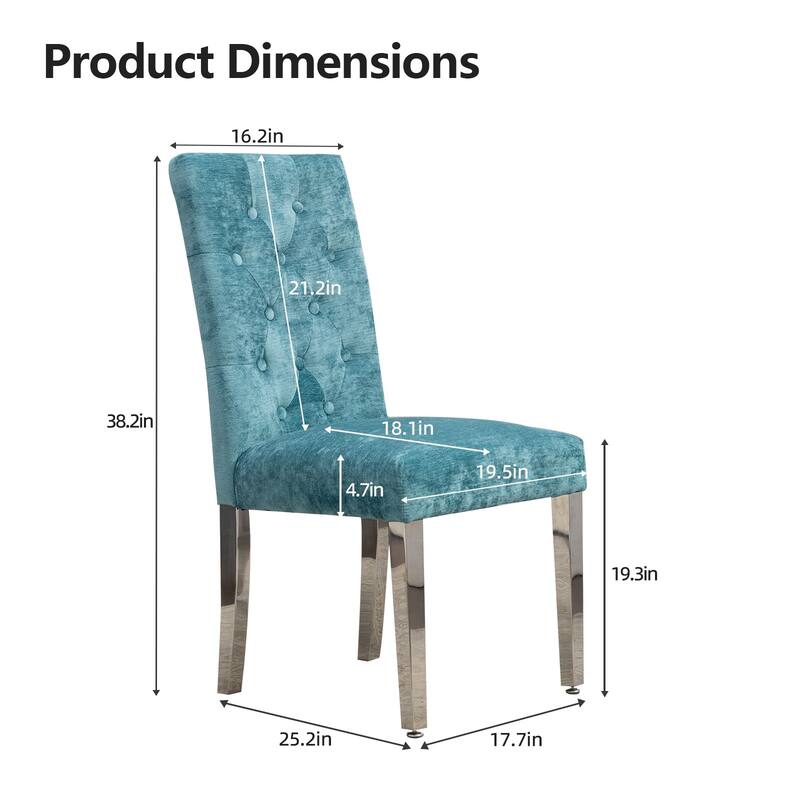 Modern Velvet Upholstery Dining Chair for Kitchen (Set of 2)