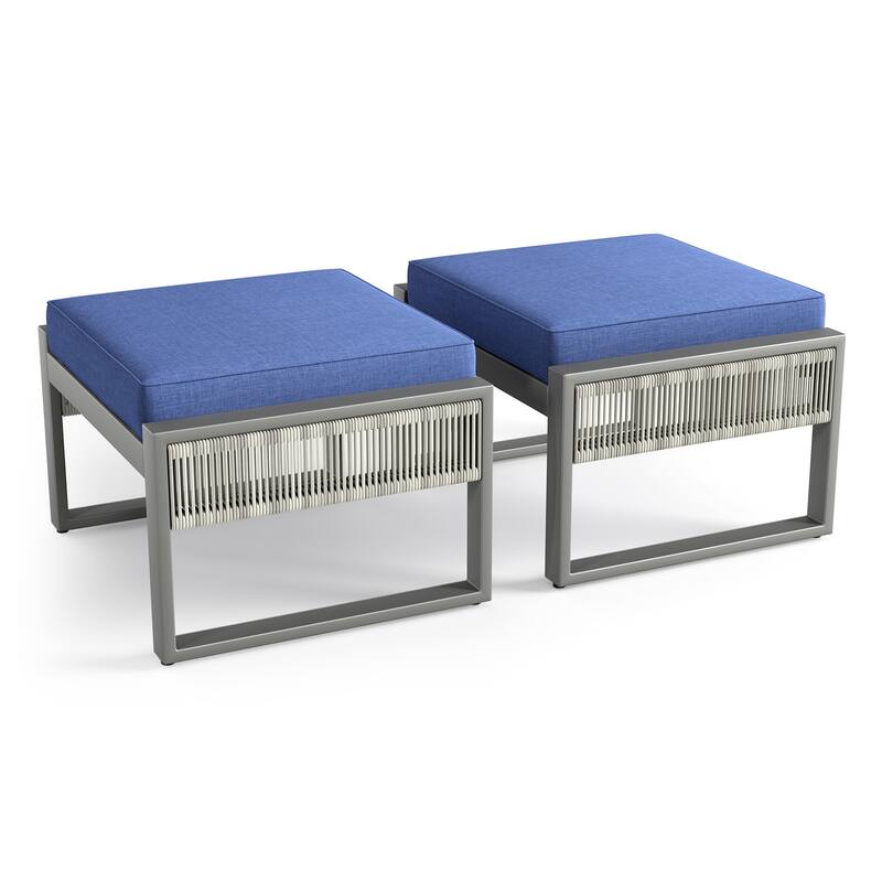 All-Weather Wicker Outdoor Ottomans PE Rattan Ottomans