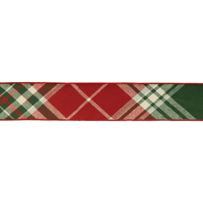Plaid Pattern Wired Ribbon 4" x 5 Yds. - N/A