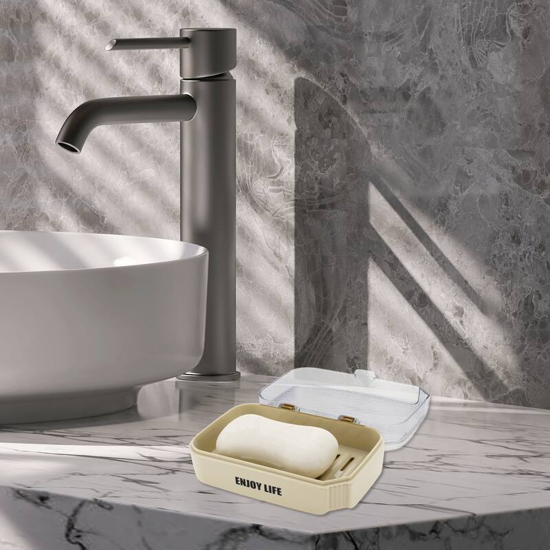 Waterproof with Cover Soap Holder for Bathroom 5.51"x4.13"x1.81" 1 Pc - White Clear