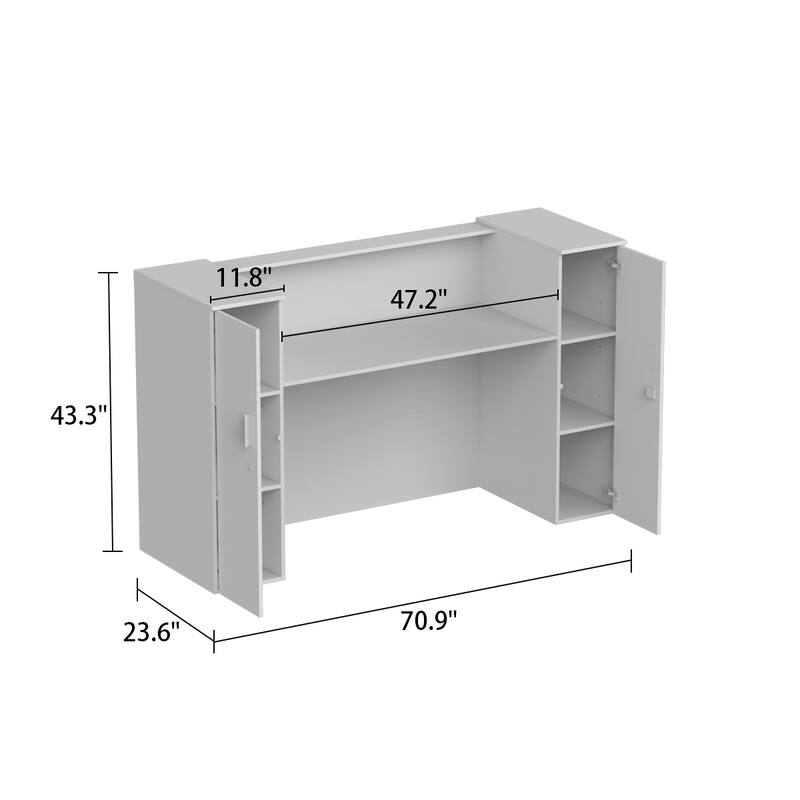 70.9"W Large Rectangular Reception Table Desk Working Desk Wirting