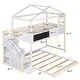 preview thumbnail 10 of 18, Twin over Full House Bunk Bed with Storage Staircase & Doodle Blackboard, Solid Wood Slats Support, Perfect for Kids' Bedroom