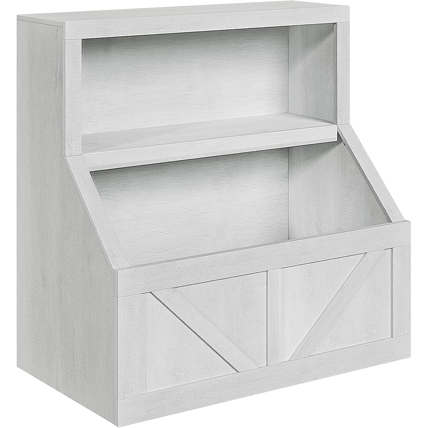 Kids Bookshelf with Toy Storage, Wooden Toddler Bookcase with Cubby Shelves, Vintage White